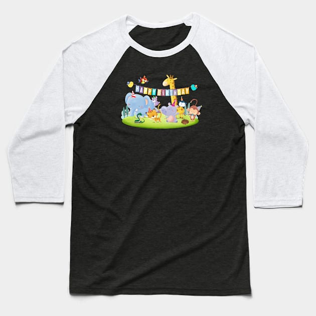 Felicitacion cumpleaños animal aislado Baseball T-Shirt by Dibustock